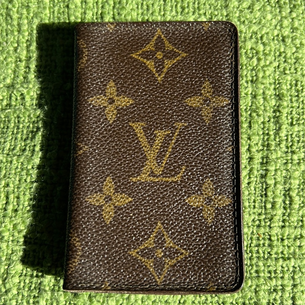 Brown Louis Vuitton monogram name card holder